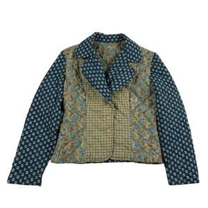 Vintage 70s Handmade Quilt Hippie Patchwork Prairie Button Jacket Fits like XS